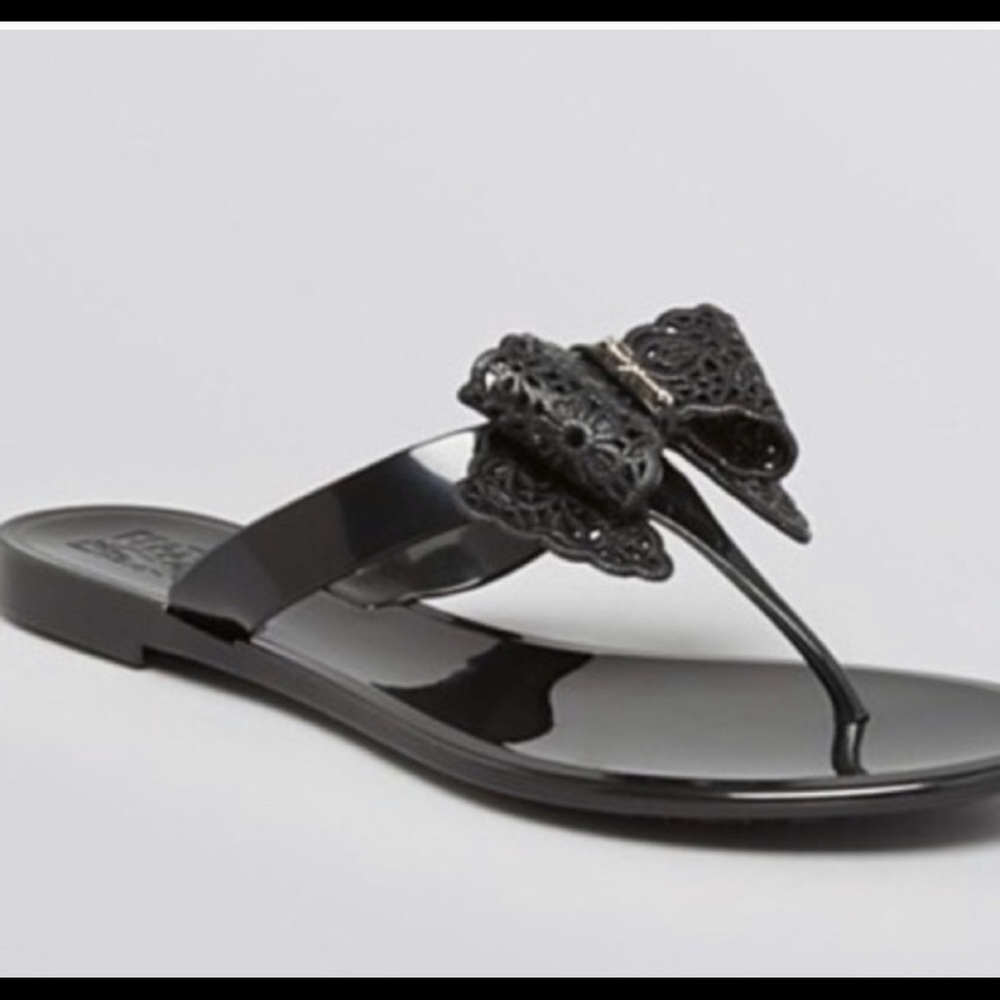 Salvatore Ferragamo all black bow detail sandal